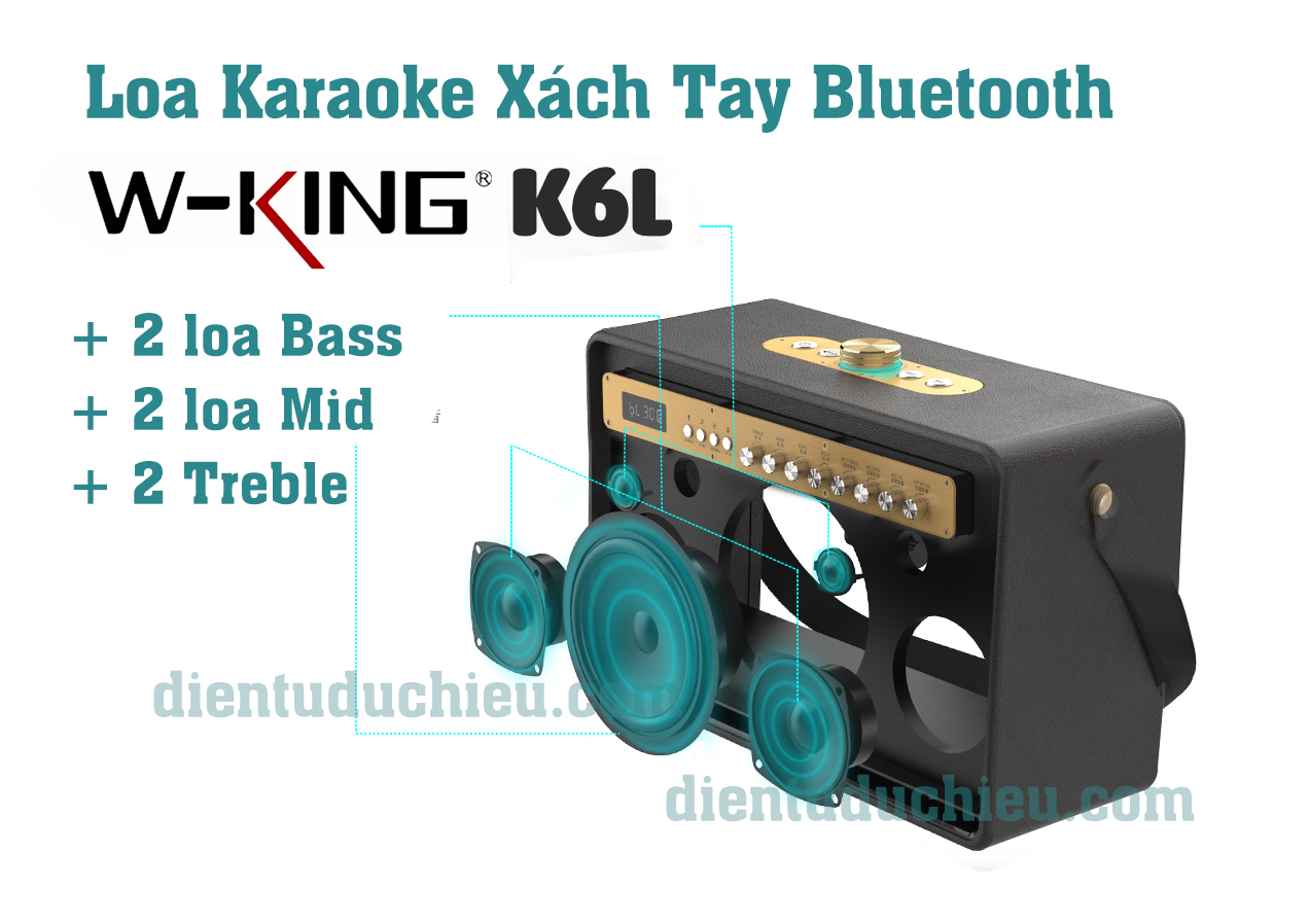 Loa xách tay Bluetooth cao cấp W-King K6L - Phong Cách Cổ, Công Suất cực đại