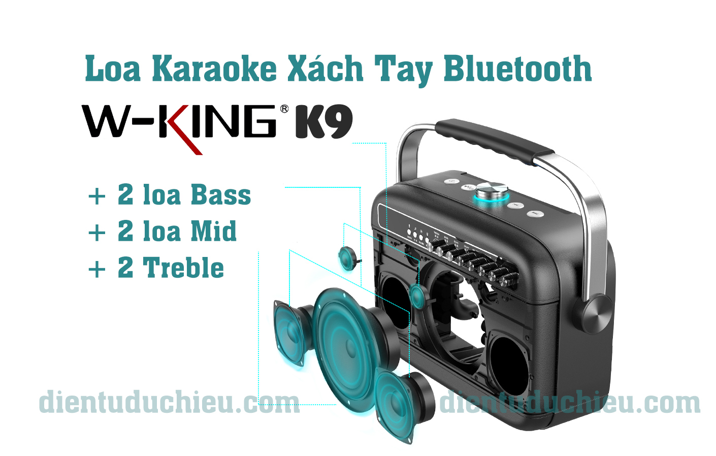 W-King K9 – Loa Karaoke Xách Tay Công Suất Lớn, Hát Cực Hay